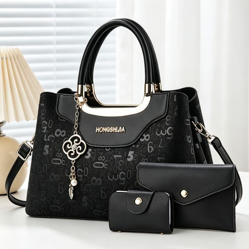 Women Bags Luxury - 3-teiliges Modisches Damen-Handtaschenset, Leicht Luxuriöse Digital-Bedruckte
