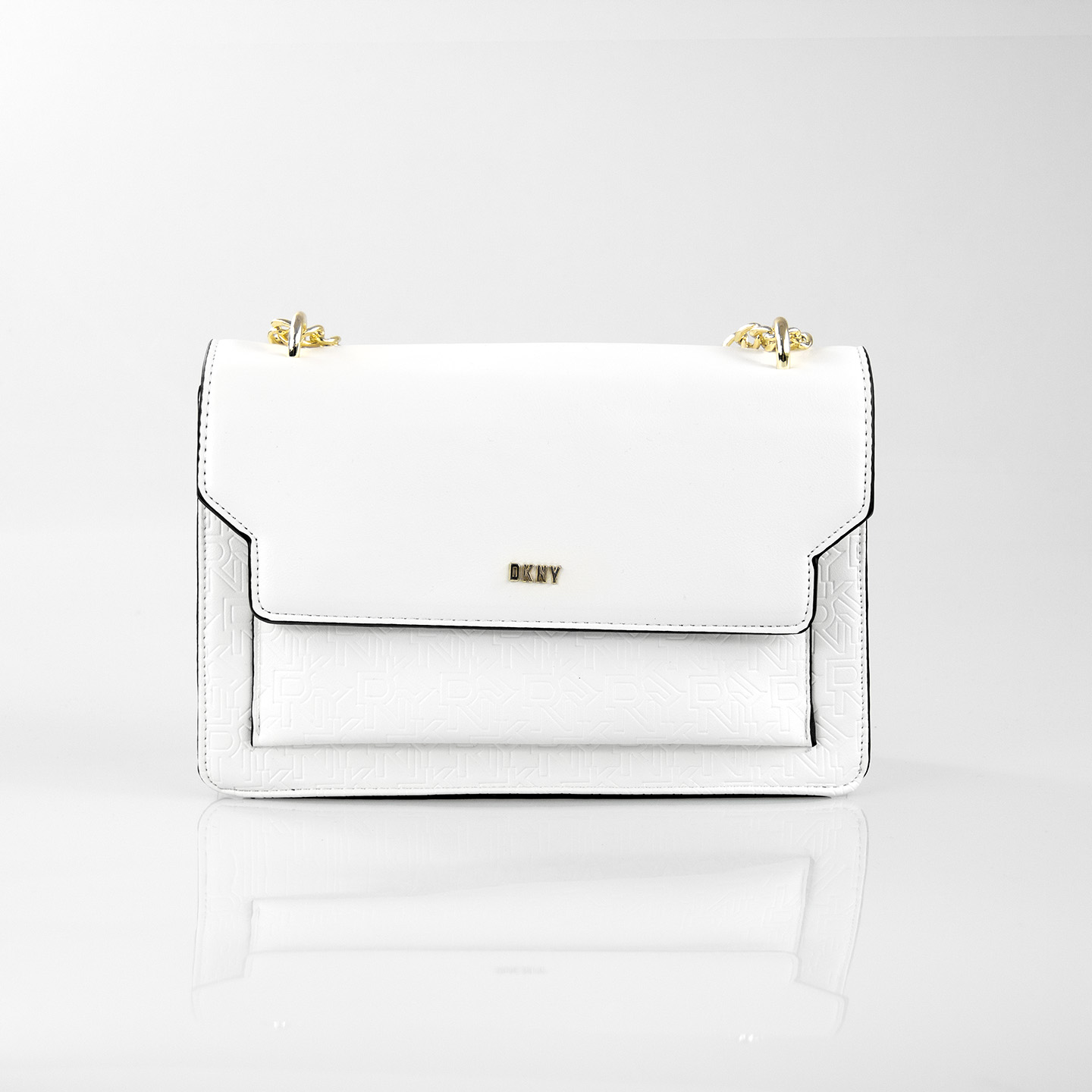 Women Bags Dkny - DKNY Damen-Umhängetasche mit Klappe, gemischter Ketten-Lederriemen,