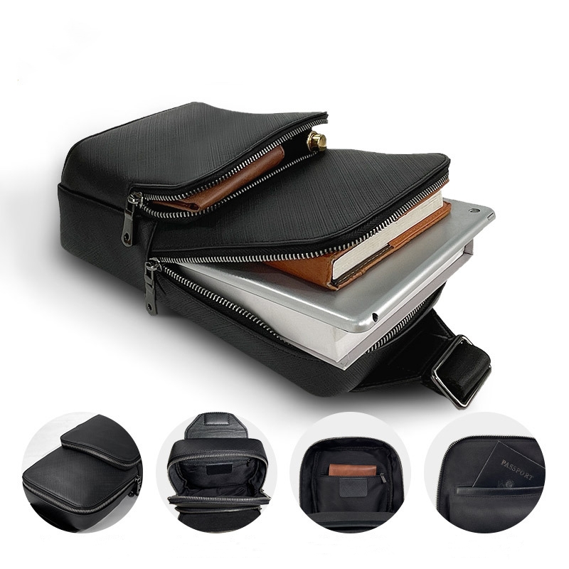 Saddle Bag Leather - Modedesign schwarze Herren Schulter tasche Echt