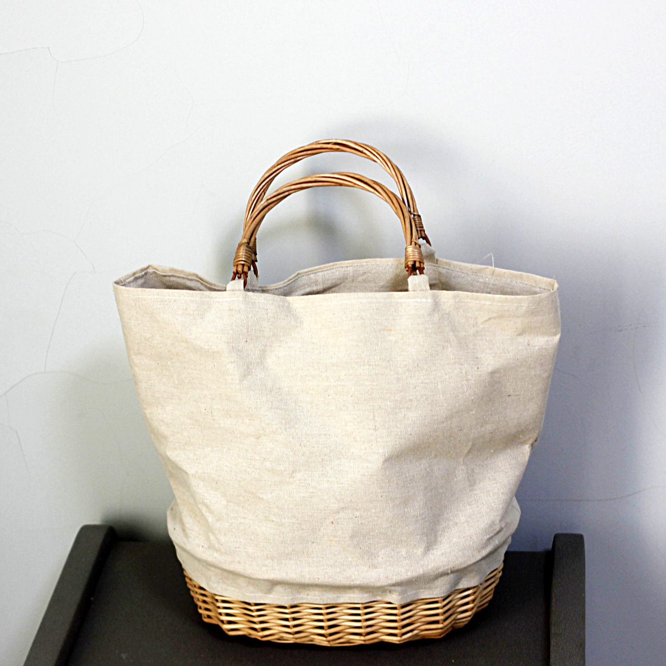 Basket Bag Wicker - Wicker Woven Korb Tasche Leinen Patchwork