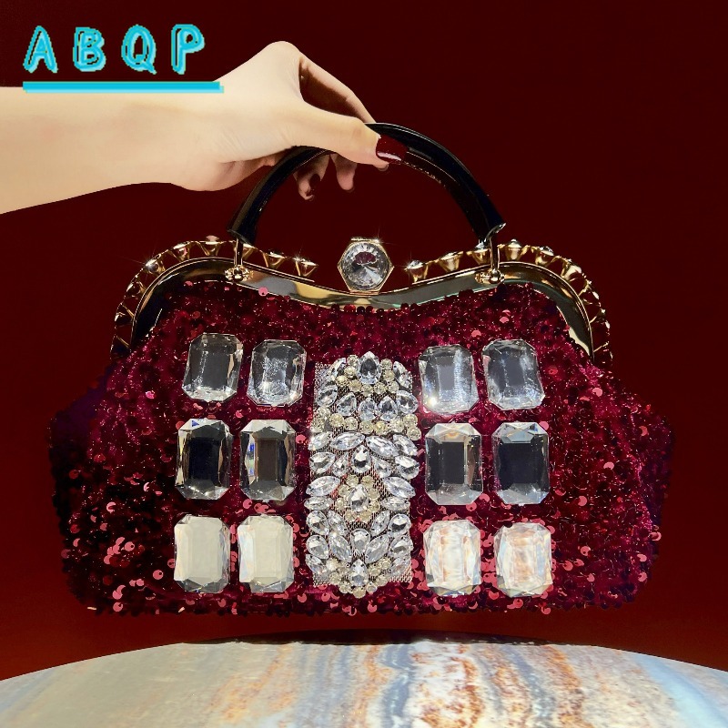 Women Bags Branded - Neue Damen-Abendtasche Luxusmarke Dinner-Party-Clutch Diamant-Pailletten Glänzende