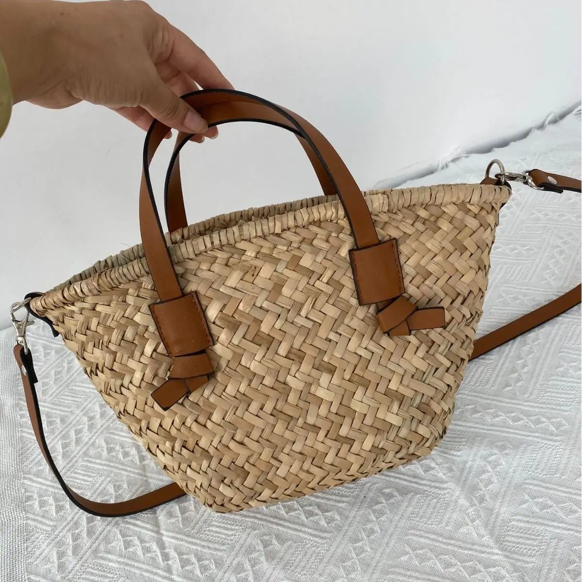 Basket Bag Wicker - Böhmische Stroh korb Tasche handgemachte Korb