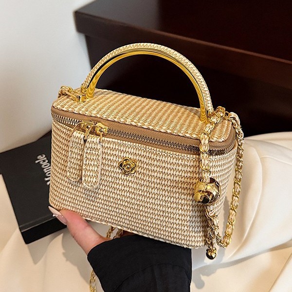 Women Bags Golden - 2026 neue gewebte Muster-Box-Tasche, kleine Duft-Ketten-Umhängetasche