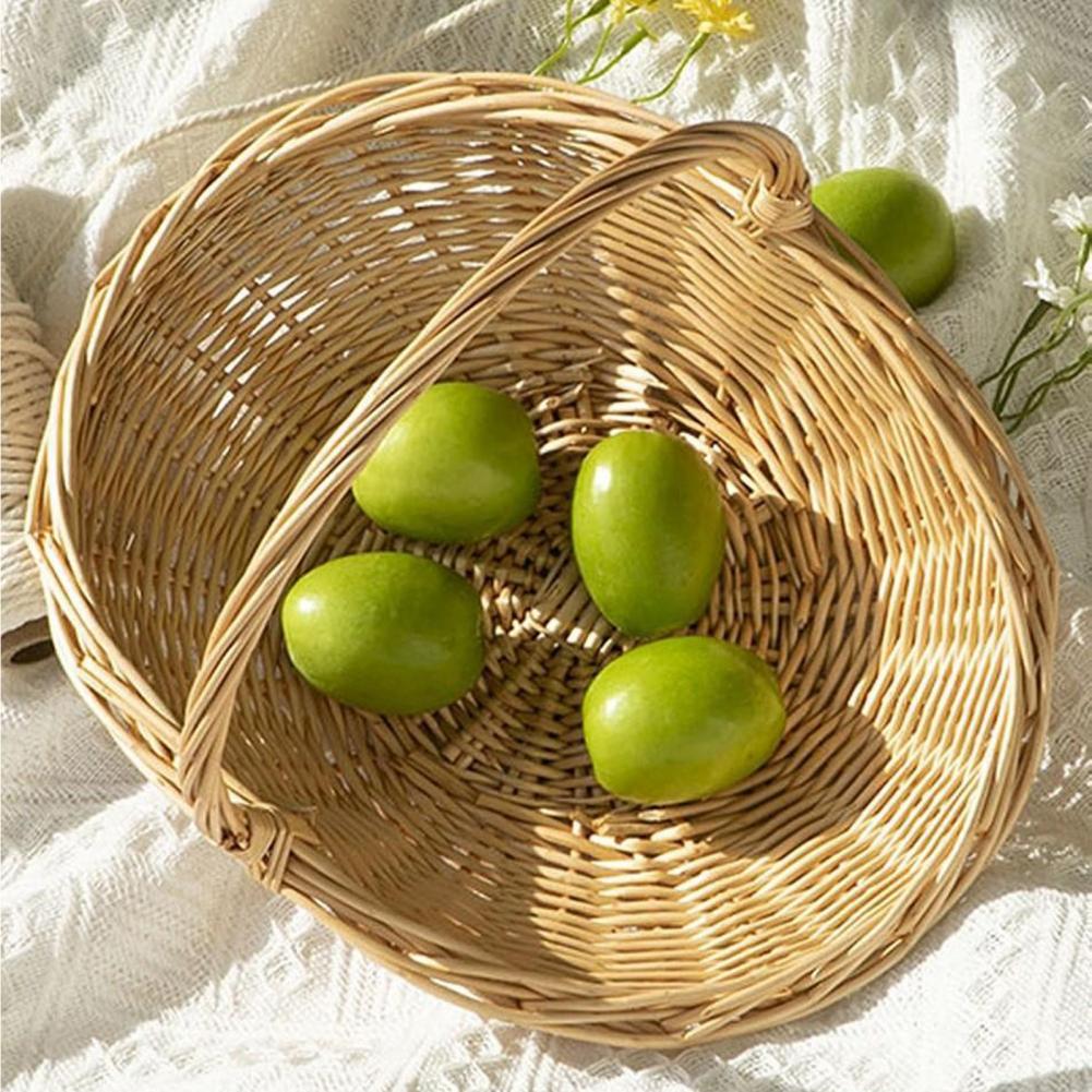 Basket Bag Wicker - Küchenarbeitsplatten-Organizer Handgewebter Rattan-Aufbewahrungskorb mit Griff Weidenkorb